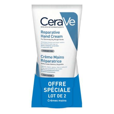 CERAVE Crème mains réparatrice sécheresses sévères, rugosités lot de 2 * 50ml